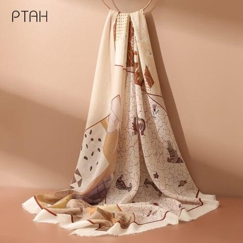 [PTAH] Womens Thick Cashmere Wool Shawl Wrap Scarf Warm Stole 100% Wool Scarf Ladies Temperament Softer Square Towel 100*100cm