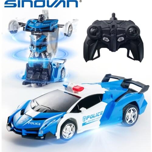 Sinovan Transforming Vehicle 2.4Ghz Remote Smart Control Model Cars Rechargeable Robot 360°Rotating Stunt RC Car Toys for Kids