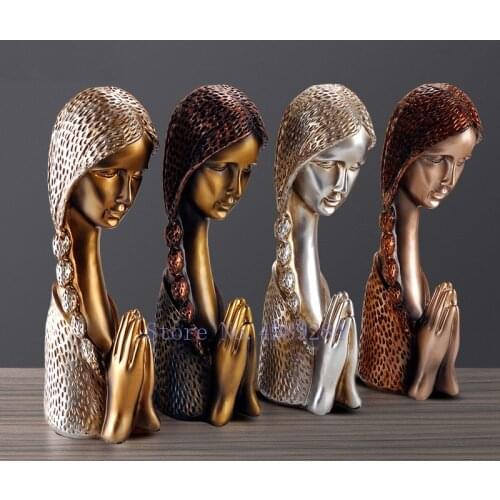 Nordic Resin Home Decorations living room restaurant Creative Modern home decoration accessories Praying girl religion Gold