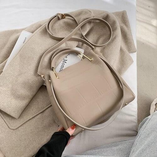 Retro Shoulder Bag 2020 Winter New Handbag Pure Color PU Ladies Bag Casual Messenger Bag Daily Shopping Bag Big Bag