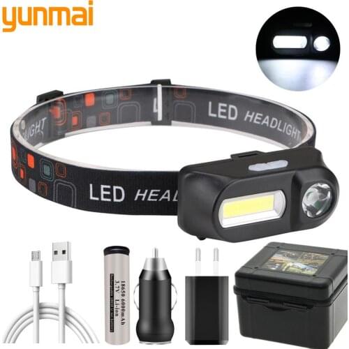 XP-G Q5 LED Headlamp USB charging Riding headlights flashlight Outdoor camping Hiking COB light Inductive Portable Mini yunmai