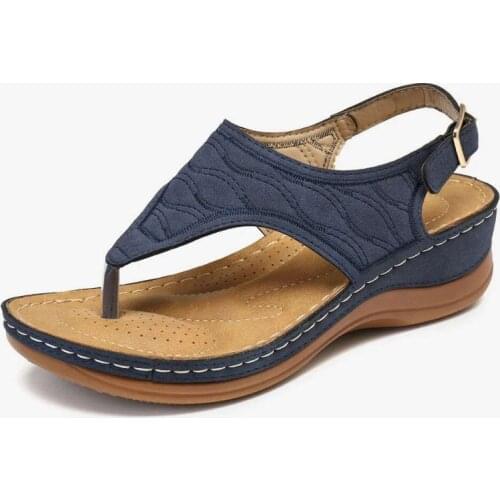 2021 European and American embroidered herringbone sandals plus size womens shoes