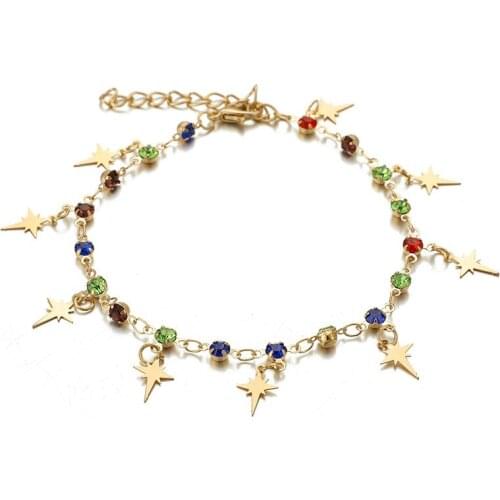 Bohemian Colorful Crystal Weave Anklet for Women Handmade Rope Chain Beads Summer Beach Barefoot Ankle Bracelet Foot Leg Jewelry