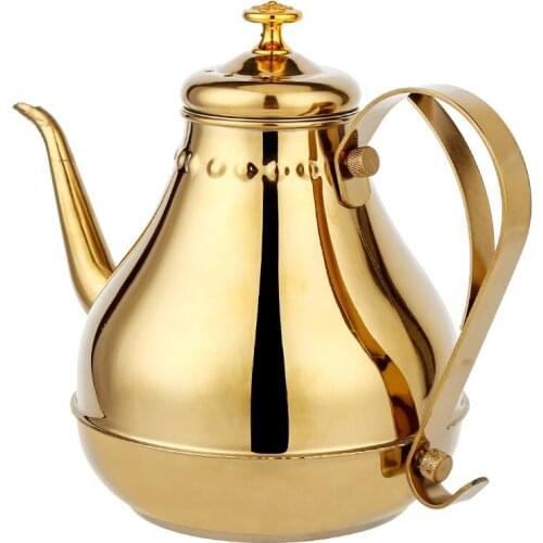 1.8L/1.2L Stainless Steel Teapot Gold and Silver Teapot with Filter Palace Teapot Long Mouth Kettle Ancient Style Teapot