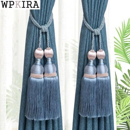 1 Pair Curtain Brush Tiebacks Tassel Fringe Hanging Belt Balls Home Decoration curtain clips accessories CP066&B