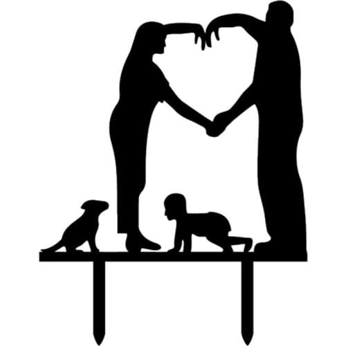 1PCS Happy Family Black Acrylic Cake Toppers Gold Cake Stand Wedding Anniversary Party Decorations Cake Accessories