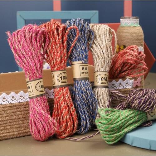 10 Yards 4MM Multicolor Jute Hemp Rope For DIY Crafts Handmade Gift Packaging Twine Cords Christmas Wedding Party Home Decor