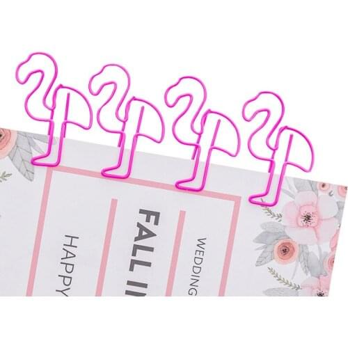 10 Pcs/lot Kawaii Pink Flamingo Shape Metal Clips for Girls Students Cute Paper Clip Bookmark DIY Novelty Nice Office Stationery