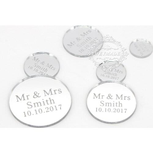 100 Pieces Personalized Coins Wine Charm For Wedding Favors Round Table Decoration Tag For Engagement / Anniversary / Party