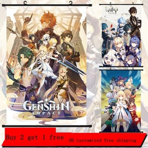 2020 new game Genshin Impact two-dimensional paramount poster silk cloth high-definition paintings can be customized