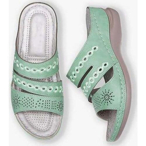 2021 Women Sandals Open Toe Flat Slip On Wedges Sandals Summer Beach Ladies Chaussure Femme