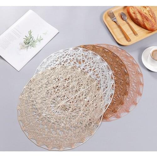 4/6pcs Circular hollow fashion hot stamping placemats insulation mat environmental protection high temperature coasters Bowl mat