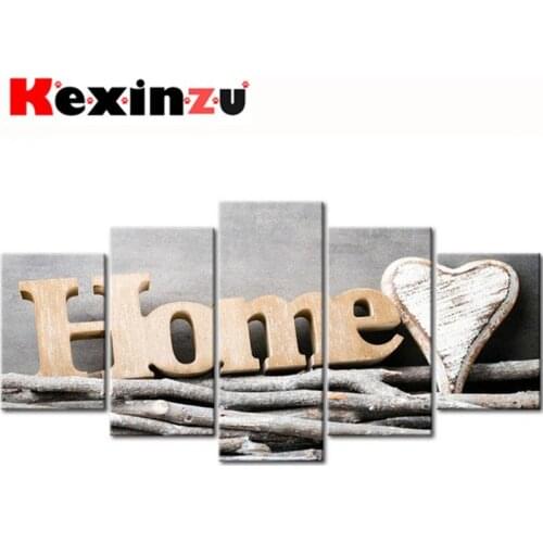 5pcs Full Square/Round Drill 5D DIY Diamond Painting Cross Stitch"Home Love" Multi-picture Combination Embroidery 5D Decor