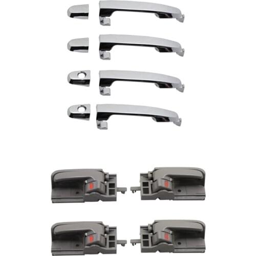 8PCS CHROME OUTSIDE EXTERIOR BROWN INTERIOR DOOR HANDLE For TOYOTA Corolla 2003 2004 2005 2006 2007 2008 2009 2010-2013