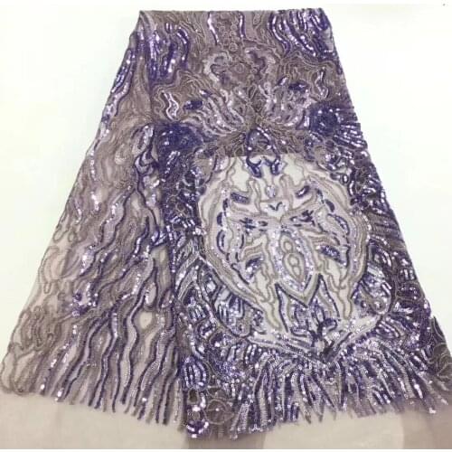 Newly Designed African Lace Fabric Wholesale French Lace Fabric High Quality Nigerian Tulle Sequin Lace Fabric D3745