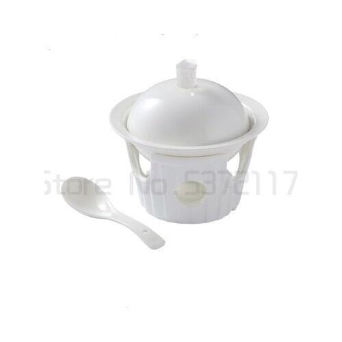 Sea cucumber soup cup creative ceramic birds nest stew with butter dish even a candle heating furnace snacks butter dish