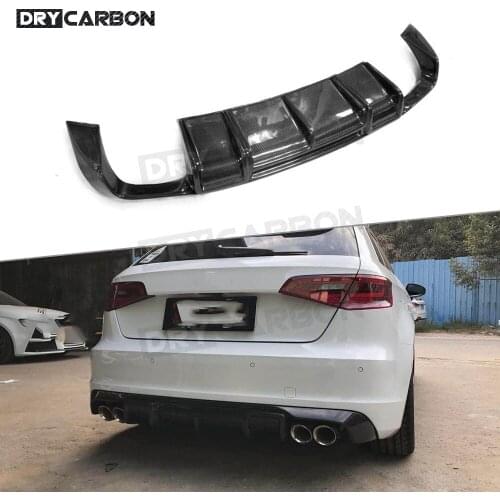 For Audi A3 Sline S3 Hatchback 4 door 2014 -2016 Carbon Fiber Rear Lip Diffuser Spoiler Back Bumper Hugger Not For A3 Standard