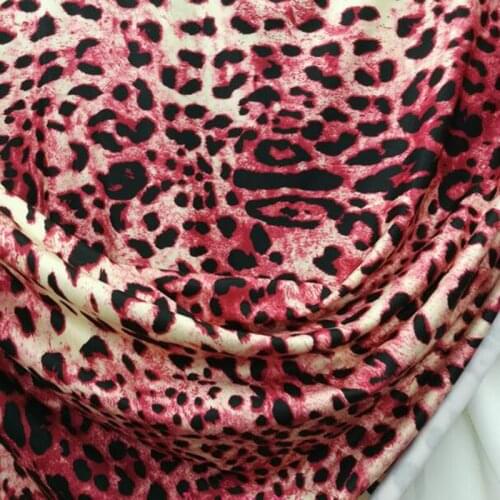 Good Pink Leopard Print Knitted cotton Fabric 4 Sides Stretch Milk Silk Knit Cotton Fabric Sewing DIY Cheongsam/T-shirt/Dress