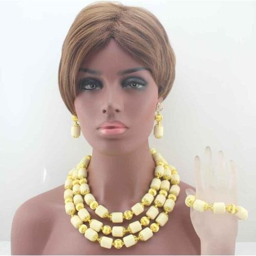 New Ivory White Beads women Necklace set Nigerian Wedding African Artificial Coral Beads Jewelry Set Coral Beads DesignsW13608