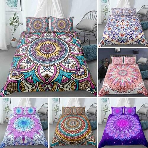 Boho Mandala Flower Bedding Set Luxury Duvet Cover Colorful Brief Bedclothes Quilt Comforter Covers 2/3Pcs With Pilllowcase
