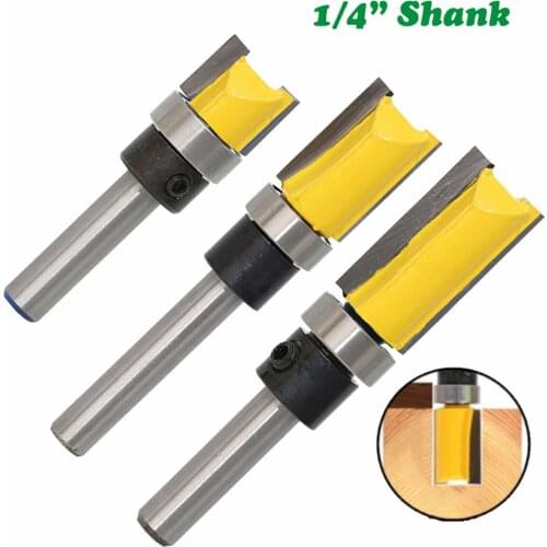 1/4 Shank Template Trim Hinge Mortising Router Bit Straight End Trim Cleaning Flush Trim Tenon Cutter For Carpentry 4 Sizes
