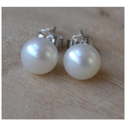 Favorite Real Pearl Earrings AA 8MM White Natural Freshwater Pearl Earrings S925 Silver Stud Jewelry Charming Women Gift