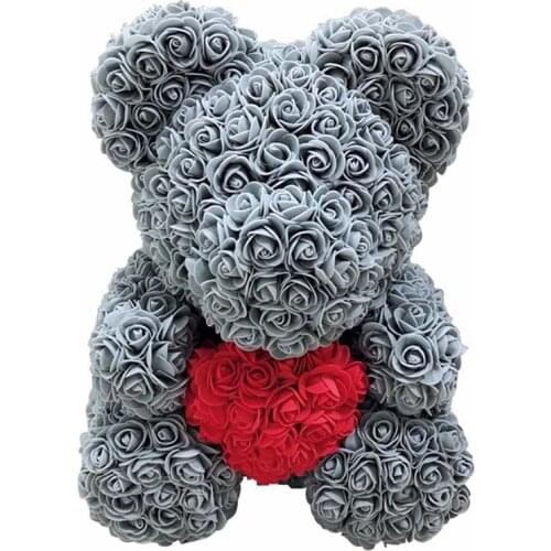 Lovely Big Red Rose Flower Bear Toys Ornaments Gifts for Valentiness Day 25cm AUG889