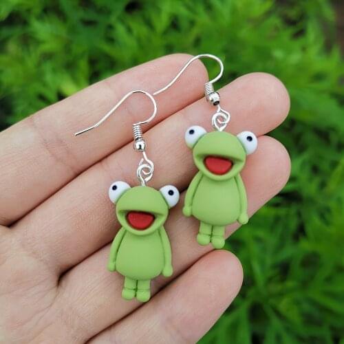 Cute Colorful Animal Resin Little Frog Earrings for Girls Women Children Birthday King Prince Gift Lovely Jewelry