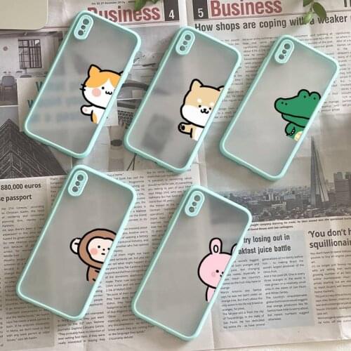 Cute Cartoon Animal Rabbit Crocodile Phone Case Matte Fundas Shell Cover For Iphone 6s 7 8 Plus Xr X Xs 11 12 13 Mini Pro Max