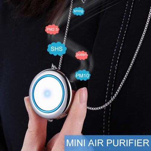 Mini ABS Material Portable Hanging Neck Negative Ion Air Purifier for Secondhand Smoke Smog Formaldehyde Air Cleaner