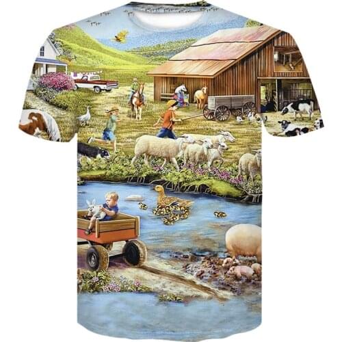 Fashion classic anime pastoral style t-shirt men and women 3D printing t-shirt unisex Harajuku style t-shirt streetwear top