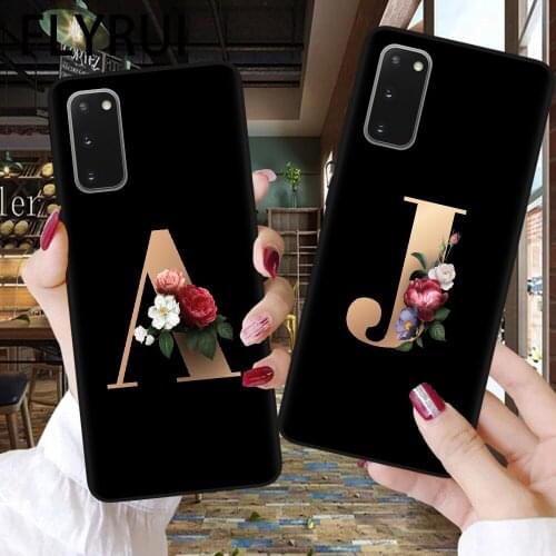 Letter Monogram A B C D Flower Custom Soft TPU Phone Case For Coque Samsung S21 S20 Ultra FE S10 Plus Back Cover Fundas Shell