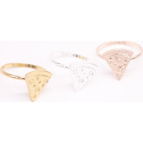 The latest elements multicolor ring Food shape rings for girls pizza rings and