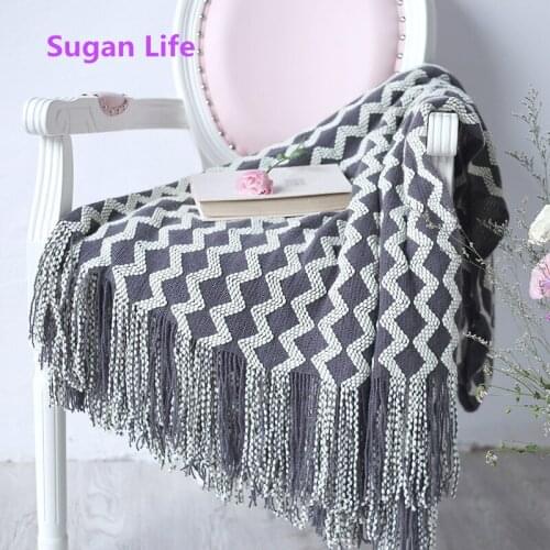 NEW Thick sofa blanket Knitted Throw Blanket Zigzag Sofa Throw Blanket Tassels Air Condition Blanket Travel Acrylic 120x200cm