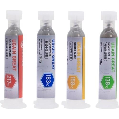 BGA Tin Solder Paste Leaded/Lead-free Sn63/Pb37 Syringe Liquid Flux Melting Point 183 PCB Repair Stencil Welding Soldering Tools