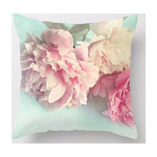Wholesale Customized Flowers Ponies Shabby Chic Pink Floral Love Retro Style Square Zippered Throw Pillowcase Nice Cushion Case