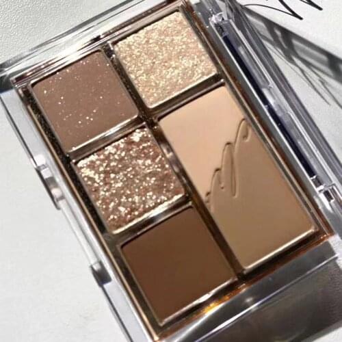 6 Colors Eyeshadow Palette Mini Eye Cosmetic Matte Glitter Shimmer Waterproof Anti-sweat Long-wearing Eye Shadow Makeup TSLM2