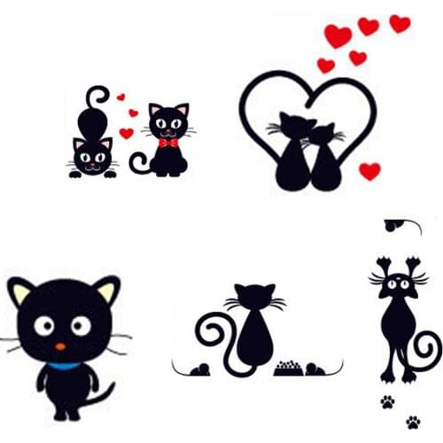 Popular Cat Switch Stickers Black Cat Wall Stickers Removable PVC Wall Decor Bedroom Living Room