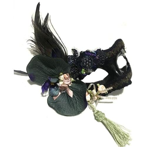 Princess Venetian Masquerade Green Paillette Mask Halloween Party Cosplay Beauty Personality Peacock Feather Half Face Mask