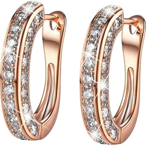 Newest Elegant Women Fashion Rhinestone Decoration Ear Stud Rings Hoop Earrings 2021 Party Accessories Jewelry Gifts