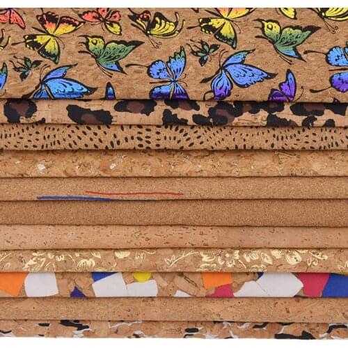 Lychee Life 1Yard A3 A4 A5 Vintage Soft Cork Synthetic Leather Fabric For Garment Handbags Handmade Floral Sewing Fabric