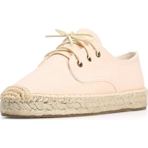 Women shoes 2019 Pink color women lace up platform espadrilles sneaker for spring and summer