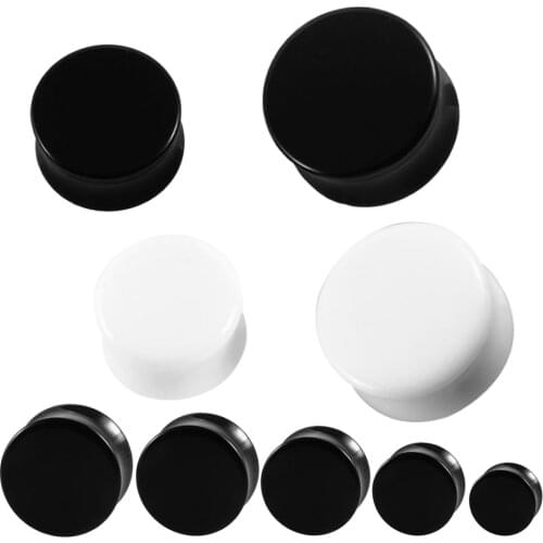 1Pair Acrylic Black and White Ear Plugs Tunnels Ear Expander Stretcher Piercing Body Jewelry Earring