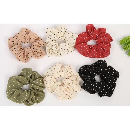 1 PC Women Hair Scrunchie Polka Dot Hair Ropes Ladies Scrunchies Ponytail Holder Girl Hair Accessories New Arrival Styling Tools