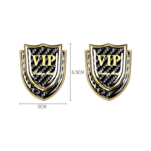 2x 3D Gold Carbon Fiber Metal VIP Club Luxury Auto Trunk Rear Fender Emblems Badge Decal Sticker Car Accessories