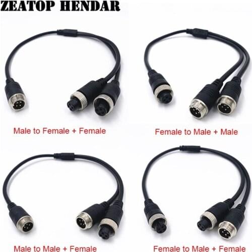5Pcs 4 Type M12 4Pin Aviation Head to 2 Aviation Head Male / Female Extension Y Splitter Cable Adapter for CCTV Camera Connector