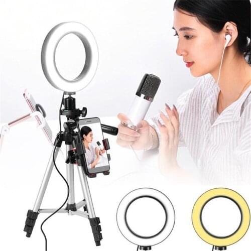 6.3/7.9inches Ring Light + 47inches Tripod Set for Phone Camera for Live Stream Youtube Makeup Video Photography Selfie Tripod