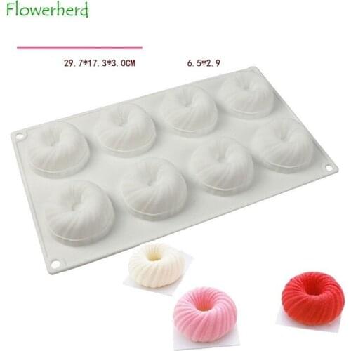 8 Holes Silicone Donut Pans for Baking Mousse Cake Mold Doughnut French Dessert Hemp Dough Chocolate Cake Baking Tools