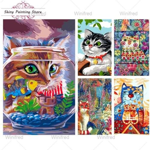 Abstract Oil Painting Cat 5D DIY Diamond Painting Colorful Animal Art Mosaic Diamond Embroidery Home Decoration Handicraft Gift