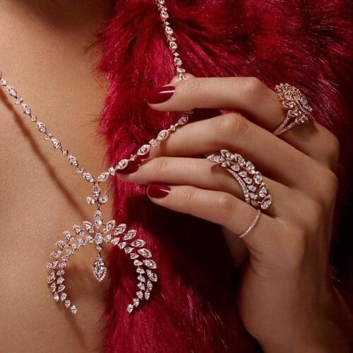 Accking Luxury 2pcs Jewelry Sets water drop For Women Cubic Zircon Wedding EARRING AND NECKLACE Bridal Jewelry Sets AFRICAN